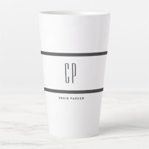 Taza De Café Latte Moderno Monograma Profesional Simple Mínimo