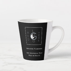 Taza De Café Latte Moderno Negro Agrega tu logotipo Marketing Empresa