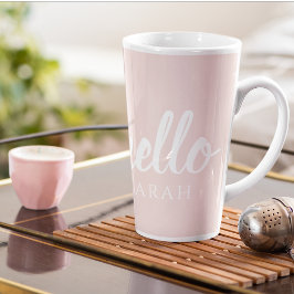 Taza De Café Latte Moderno Pastel Pink Hello Y You Name