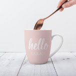 Taza De Café Latte Moderno Pastel Pink Hello Y You Name<br><div class="desc">Moderno Pastel Pink Hello Y You Name</div>