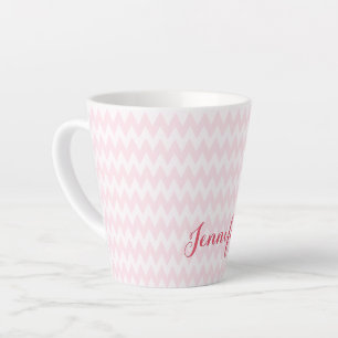 Taza De Café Latte Moderno patrón blanco rosado personalizado elegant