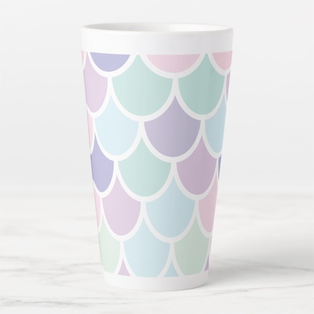 Taza De Café Latte Moderno Patrón De Sirena Con Nombre Y Bonito Paste (Anverso)