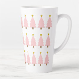 Taza De Café Latte Moderno y elegante arte de árbol de Navidad rosa, 