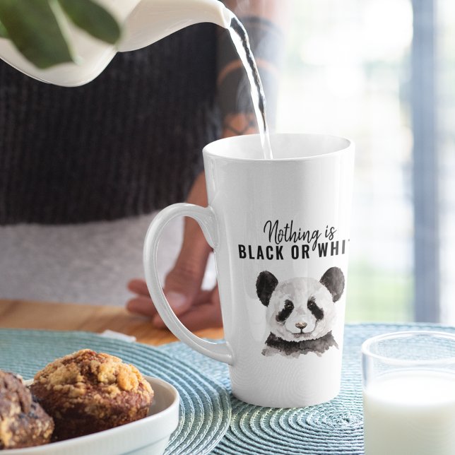 Taza De Café Latte Moderno Y Gracioso Panda Blanco Y Negro Con Cita (Subido por el creador)