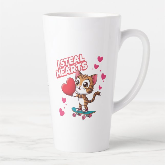 Taza De Café Latte Moderno y gracioso "Sé mi San Valentín" (Derecha)