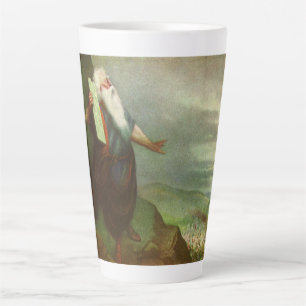 Taza De Café Latte Moisés y los Diez Mandamientos, Religión Vintage