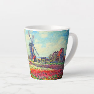 Taza De Café Latte Molino de viento Monet Tulips