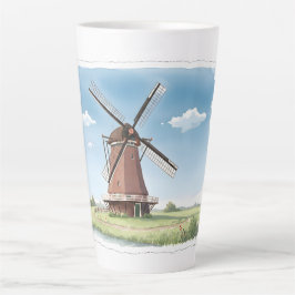 Taza De Café Latte Molino de Viento Tranquilo en los Campos – Suave L