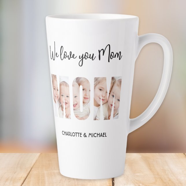 Taza De Café Latte Mom 3 Photos Cutout Letters (Subido por el creador)