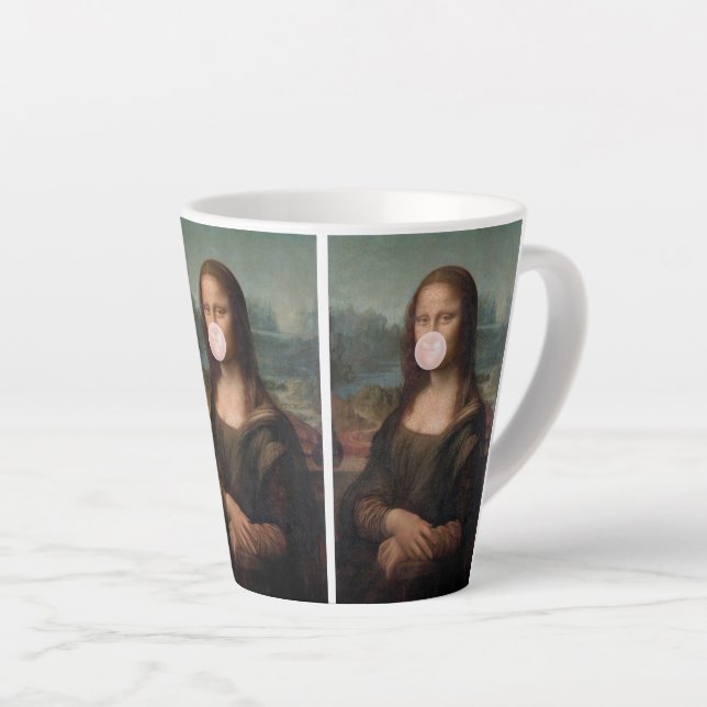 Taza De Café Latte Mona Lisa chicle rosa (Ángulo derecho)