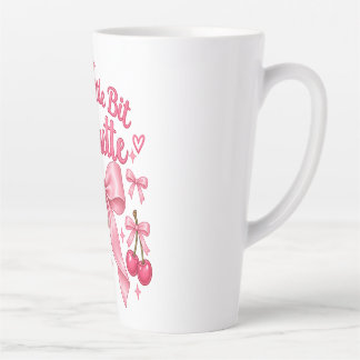 Taza De Café Latte Monada Rosa Coqueta Lazo Cereza Estética Femenina