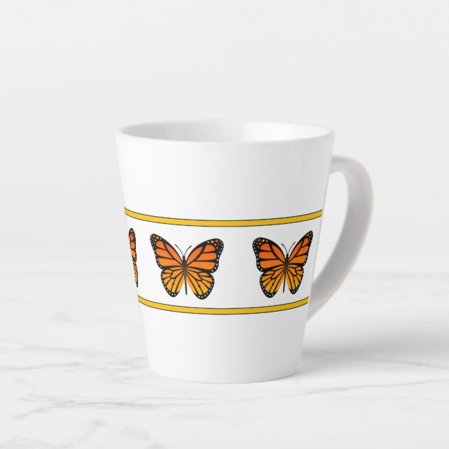 Taza De Café Latte Monarca amarilla (colección Bridget) (Ángulo derecho)