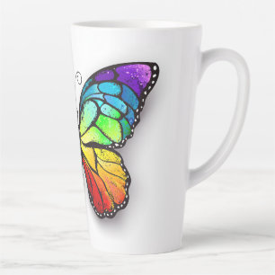 Taza De Café Latte Monarca de mariposa arco iris