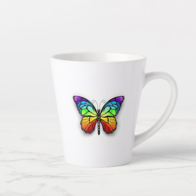 Taza De Café Latte Monarca de mariposa arcoiris (Derecha)
