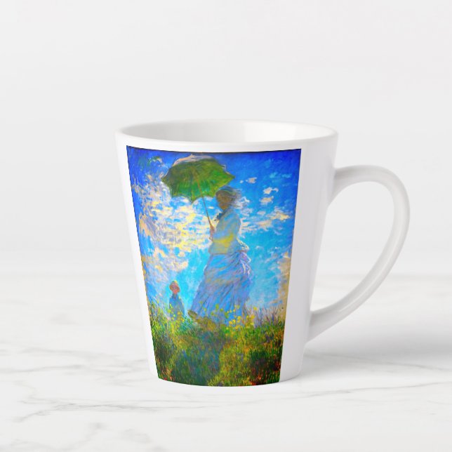 Taza De Café Latte Monet Woman con una sombrilla (Derecha)