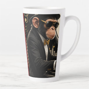 Taza De Café Latte Monkey Playing Piano Music Poster – I Am Music
