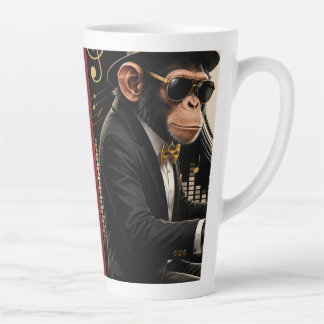 Taza De Café Latte Monkey Playing Piano Music Poster – I Am Music