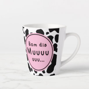 Taza De Café Latte Mono diseño de vaca Kawaii “Bom Dia Muuuuu” lindo