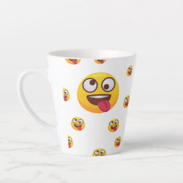 Taza De Café Latte Mono Emoji Divertido Sacando la Lengua