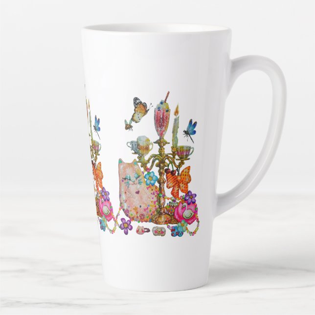 Taza De Café Latte Mono Pastel Adorable (Derecha)