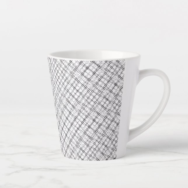 Taza De Café Latte Monochrome Geometric Texture|Seamless Diamond Look (Derecha)