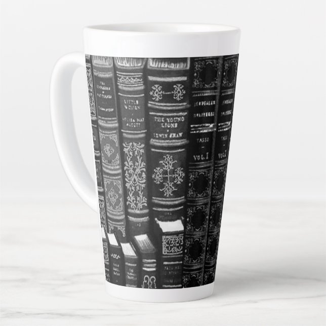 Taza De Café Latte Monocromo Noche (Ángulo izquierdo)