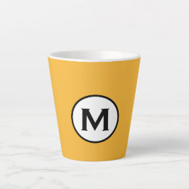 Taza De Café Latte Monograma amarillo mostaza moderno de moda