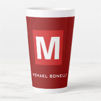 Monograma blanco rojo oscuro y elegante de moda