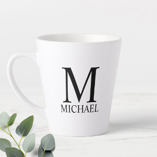 Taza De Café Latte Monograma clásico personalizado y nombre latte Mu