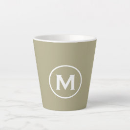 Taza De Café Latte Monograma Clásico Verde Mínimo Sage