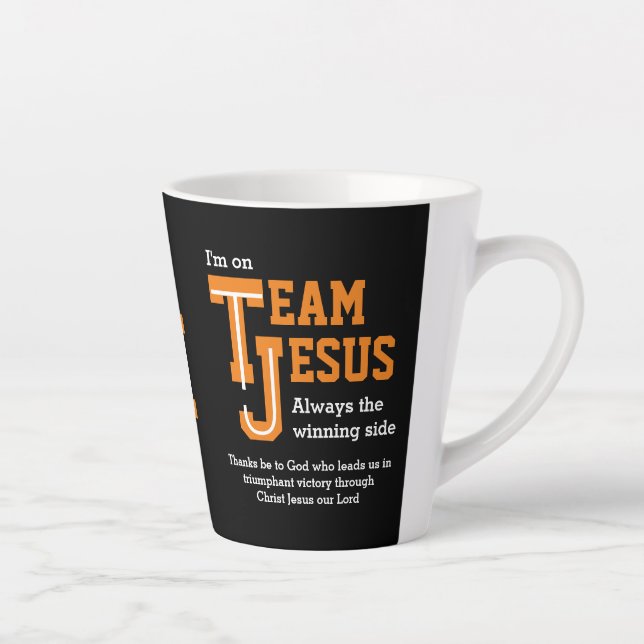 Taza De Café Latte Monograma cristiano de TEAM JESUS (Derecha)