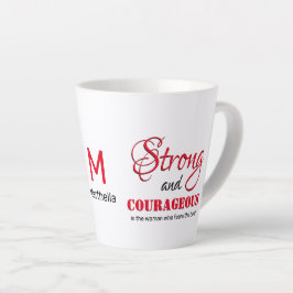 Taza De Café Latte Monograma cristiano MUJER VALIENTE
