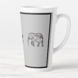 Taza De Café Latte Monograma Cute Graphics Elephant Personalizado Neg