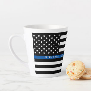 Taza De Café Latte Monograma de bandera de la policía de la Línea A