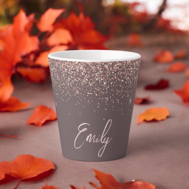 Taza De Café Latte Monograma de brillo rosa rubor oro terracota (Subido por el creador)