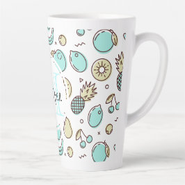 Taza De Café Latte Monograma de dibujo de línea de sumergimiento de p