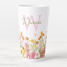 Monograma de flor silvestre Tall Latte Mug