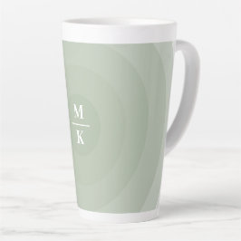 Taza De Café Latte Monograma de gradiente de círculo Minimalista verd