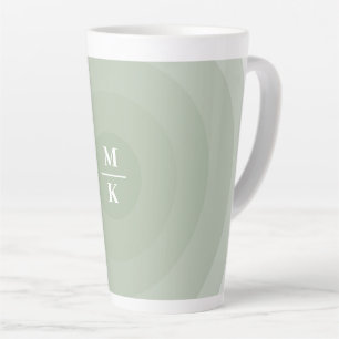 Taza De Café Latte Monograma de gradiente de círculo Minimalista verd
