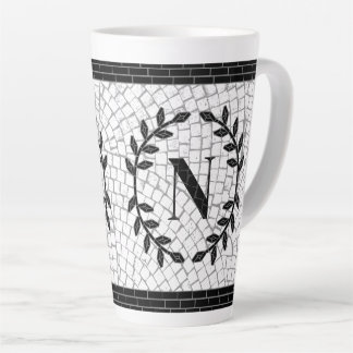 Taza De Café Latte Monograma de Impresión Mosaico