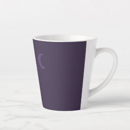Taza De Café Latte Monograma de las lunas de media luna violeta y tur