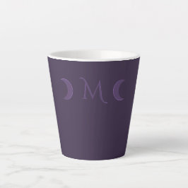 Taza De Café Latte Monograma de las lunas de media luna violeta y tur