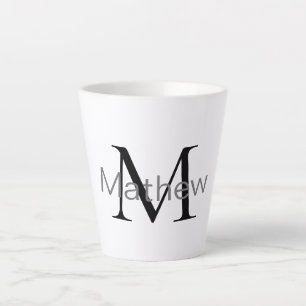 Taza De Café Latte monograma de letra inicial simple añade tu letra n