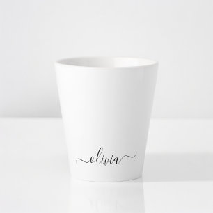 Taza De Café Latte Monograma de nombre de chica de escritura moderna 