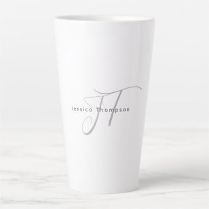 Taza De Café Latte Monograma de nombre profesional elegante moderno