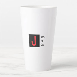 Taza De Café Latte Monograma de nombre profesional elegante moderno