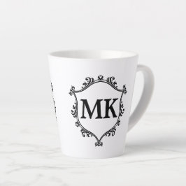 Taza De Café Latte Monograma de nombres personalizados de escudo real
