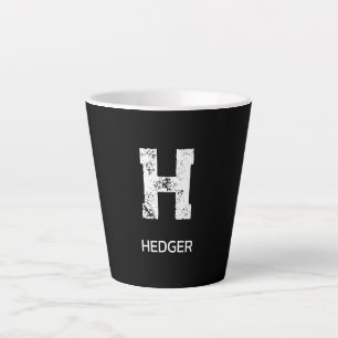 TAZA DE CAFÉ LATTE MONOGRAMA DE UNA LETRA BLANCO MINIMALISTA NOMBRE N
