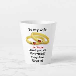 Taza De Café Latte Monograma del aniversario del boda de amor de pare