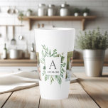 Taza De Café Latte Monograma dos fotos | Marco de vegetación personal<br><div class="desc">Monograma dos fotos | Marco de vegetación personalizado</div>